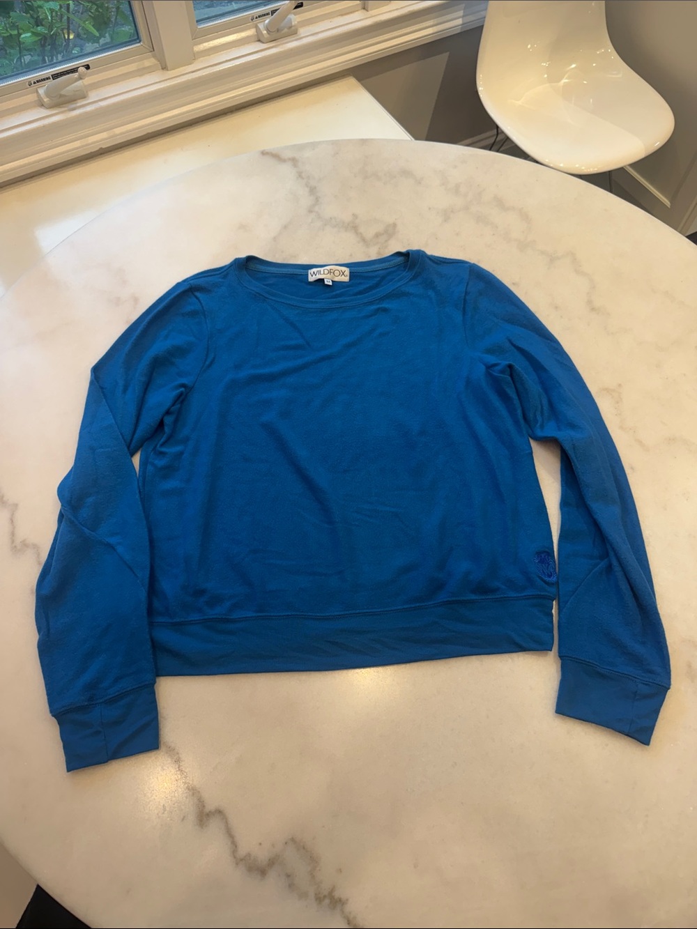 Wildfox Scoopneck Pullover Sweater in Electric Blue